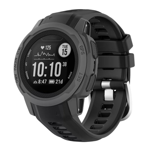 Silicone Strap, black, on a watch, 3/4 front view