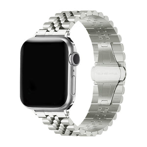 Jubilee Steel Strap, titanium, on a watch, 3/4 front view