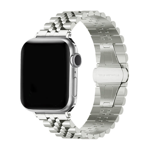 Jubilee Steel Strap, titanium, on a watch, 3/4 front view