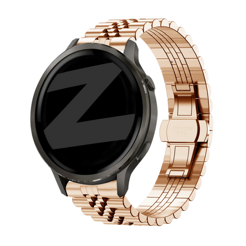 Steel Strap 'Jubilee', rose gold, on a watch, 3/4 front view