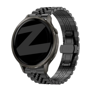 Steel Strap 'Jubilee', black, on a watch, 3/4 front view