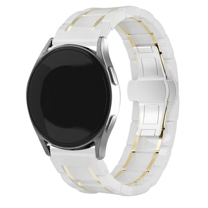 Samsung Galaxy Watch FE Ceramic Link Strap (White/Gold)
