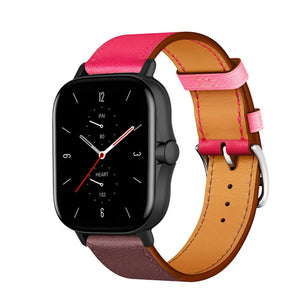 Leather Strap 'Duo', on a watch, 3/4 front view