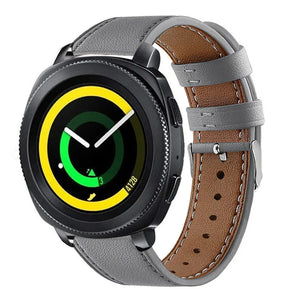 Modern Leather Strap, grey, on a watch, 3/4 front view