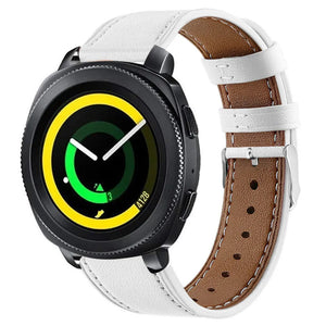 Modern Leather Strap, white, on a watch, 3/4 front view