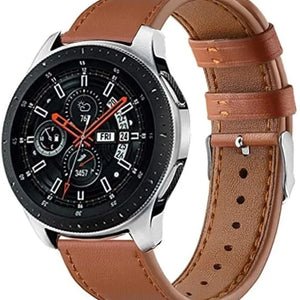 Modern Leather Strap, brown, on a watch, 3/4 front view