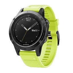 Silicone Strap, light green, on a watch, 3/4 front view