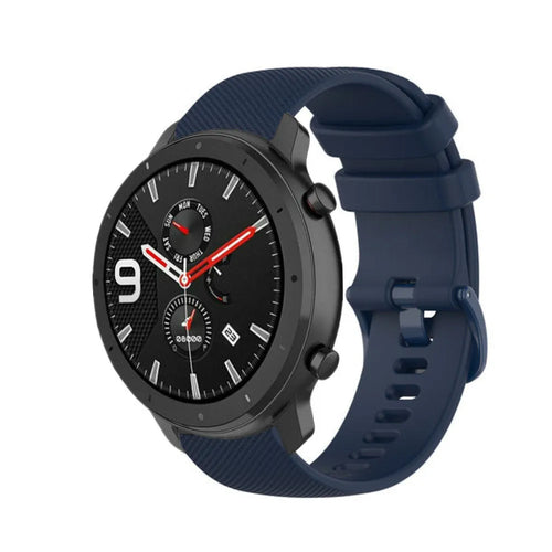 Premium Silicone Strap, dark blue, on a watch, 3/4 front view