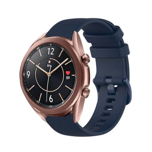 Premium Silicone Strap, dark blue, on a watch, 3/4 front view
