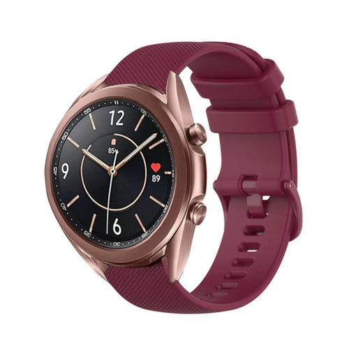 Premium Silicone Strap, dark red, on a watch, 3/4 front view