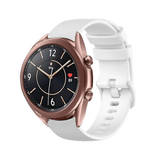 Premium Silicone Strap, white, on a watch, 3/4 front view
