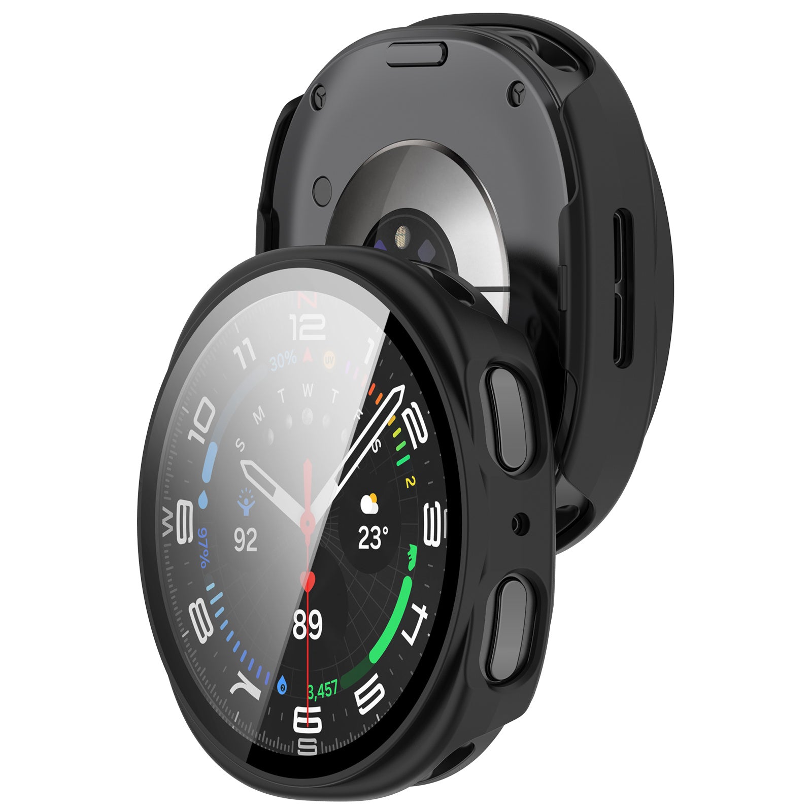 Samsung Galaxy Watch 8 - 44mm / 9 - 44mm Hard Case with Glass (Black)