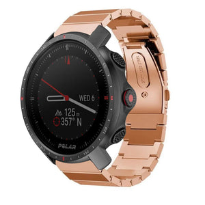Premium Metal Strap, rose gold, on a watch, 3/4 front view