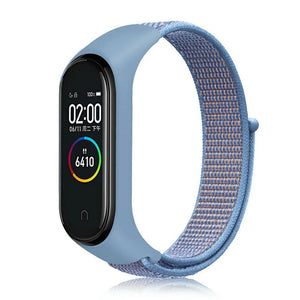 Nylon Strap, light blue, on a watch, 3/4 front view