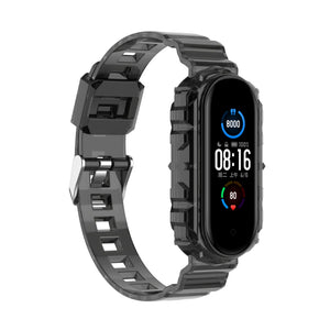 Silicone Clear TPU Strap, transparent black, on a watch, 3/4 front view