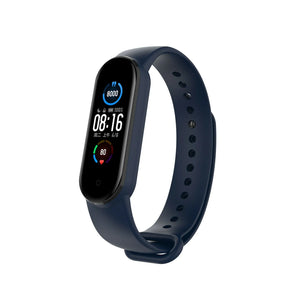 Silicone Strap, dark blue, on a watch, 3/4 front view