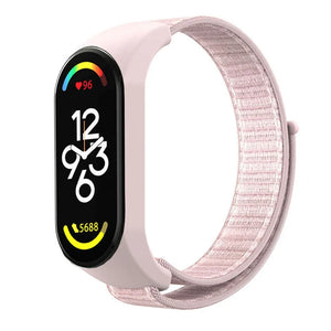 Nylon Strap, light pink, on a watch, 3/4 front view