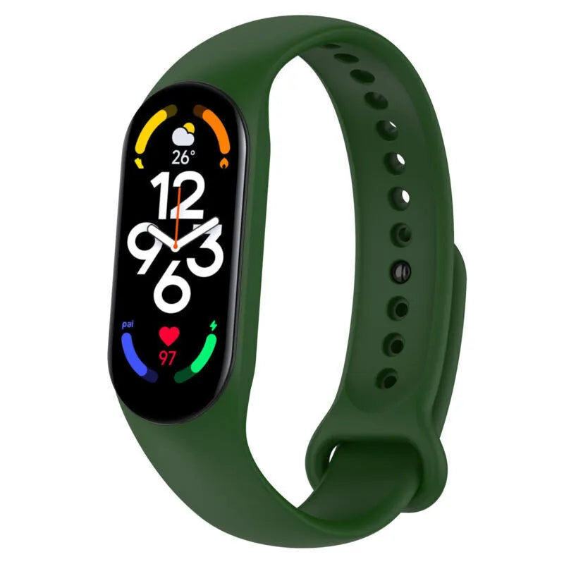 Silicone Strap, army green, on a watch, 3/4 front view