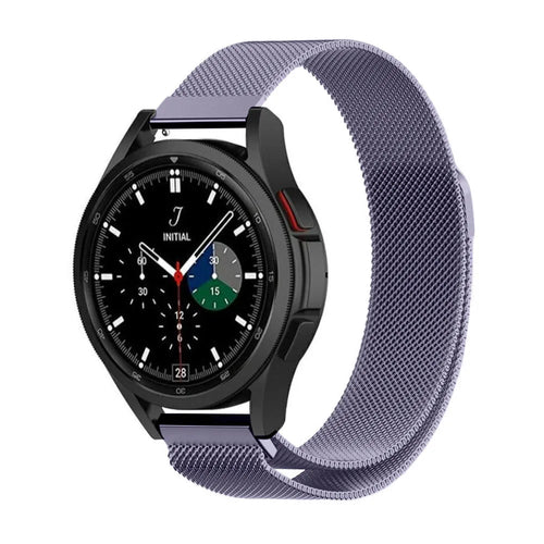 Milanese Strap, light purple, on a watch, 3/4 front view