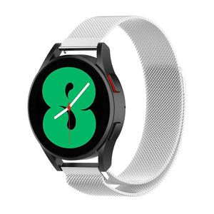 Milanese Strap, silver, on a watch, 3/4 front view