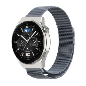 Milanese Strap, space grey, on a watch, 3/4 front view