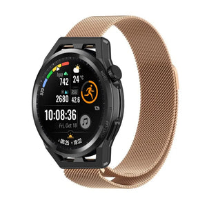 Milanese Strap, rose gold, on a watch, 3/4 front view