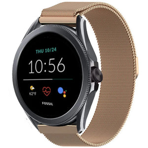 Milanese Strap, rose gold, on a watch, 3/4 front view