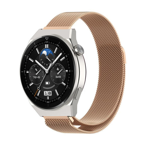 Milanese Strap, rose gold, on a watch, 3/4 front view