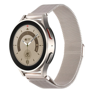 Milanese Strap, starlight, on a watch, 3/4 front view