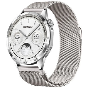 Milanese Strap, starlight, on a watch, 3/4 front view