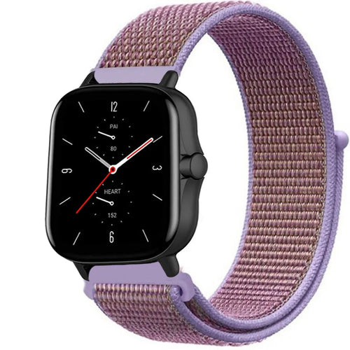 Nylon Strap, purple, on a watch, 3/4 front view