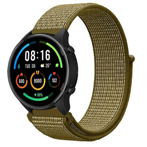 Nylon Strap, olive, on a watch, 3/4 front view