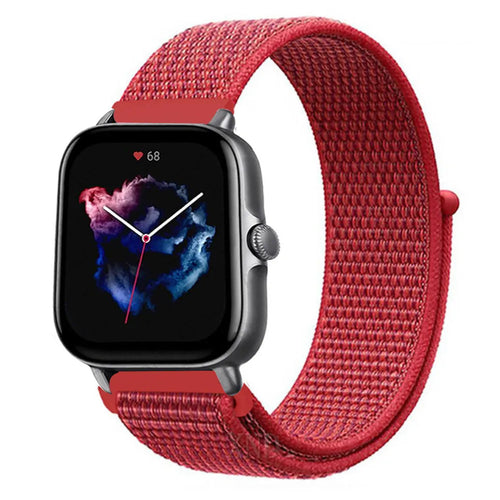 Nylon Strap, red, on a watch, 3/4 front view