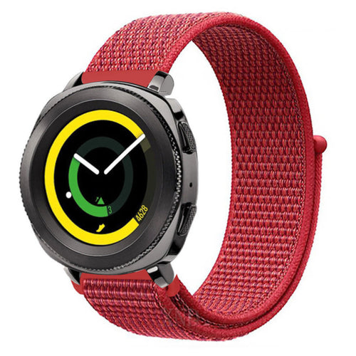 Nylon Strap, red, on a watch, 3/4 front view