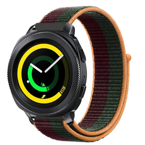 Nylon Strap, dark cherry, on a watch, 3/4 front view