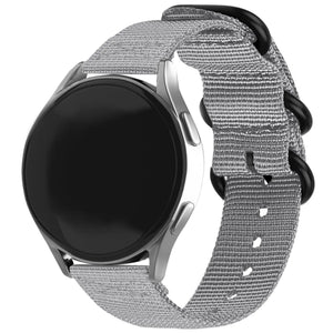 Nylon Buckle Strap, grey, on a watch, 3/4 front view