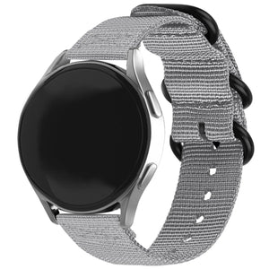 Nylon Buckle Strap, grey, on a watch, 3/4 front view