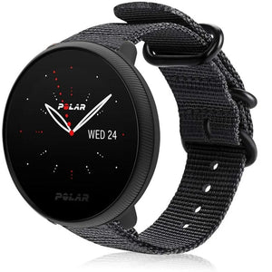 Nylon Buckle Strap, black, on a watch, 3/4 front view