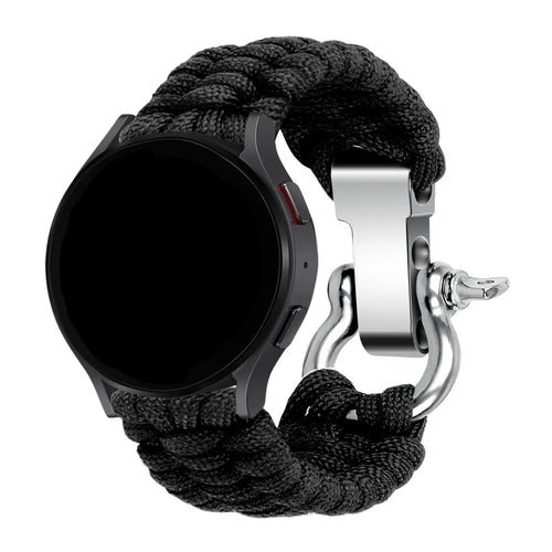 Nylon Rope Strap, black, on a watch, 3/4 front view