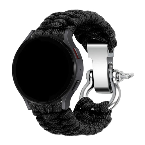 Nylon Rope Strap, black, on a watch, 3/4 front view