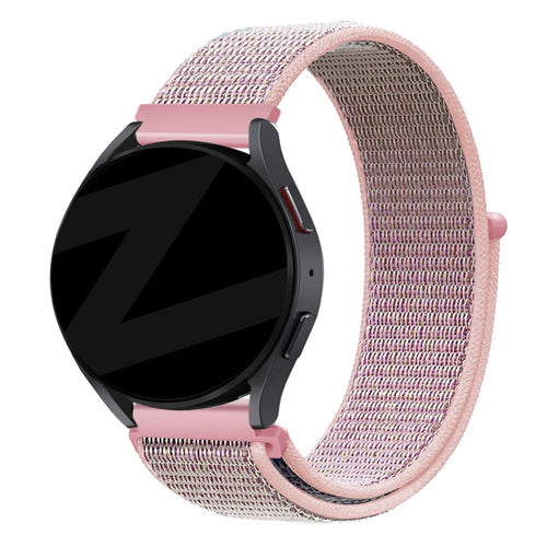 Nylon Loop Strap, pink, on a watch, 3/4 front view