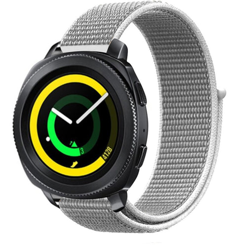 Nylon Strap, grey, on a watch, 3/4 front view