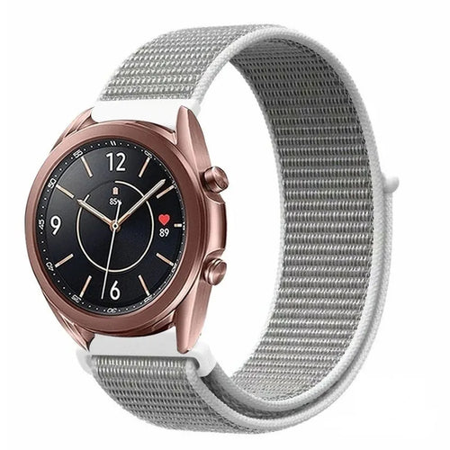 Nylon Strap, grey, on a watch, 3/4 front view