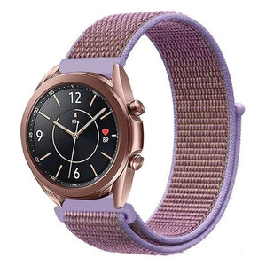 Nylon Strap, purple, on a watch, 3/4 front view