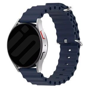 Silicone Ocean Strap, dark blue, on a watch, 3/4 front view