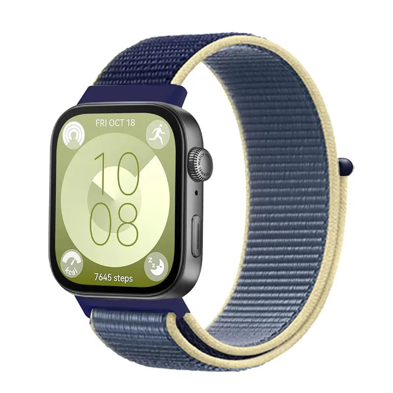 Nylon Strap, ocean blue, on a watch, 3/4 front view