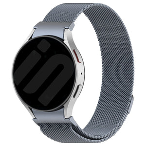 Milanese Strap 'One Push', space grey, on a watch, 3/4 front view