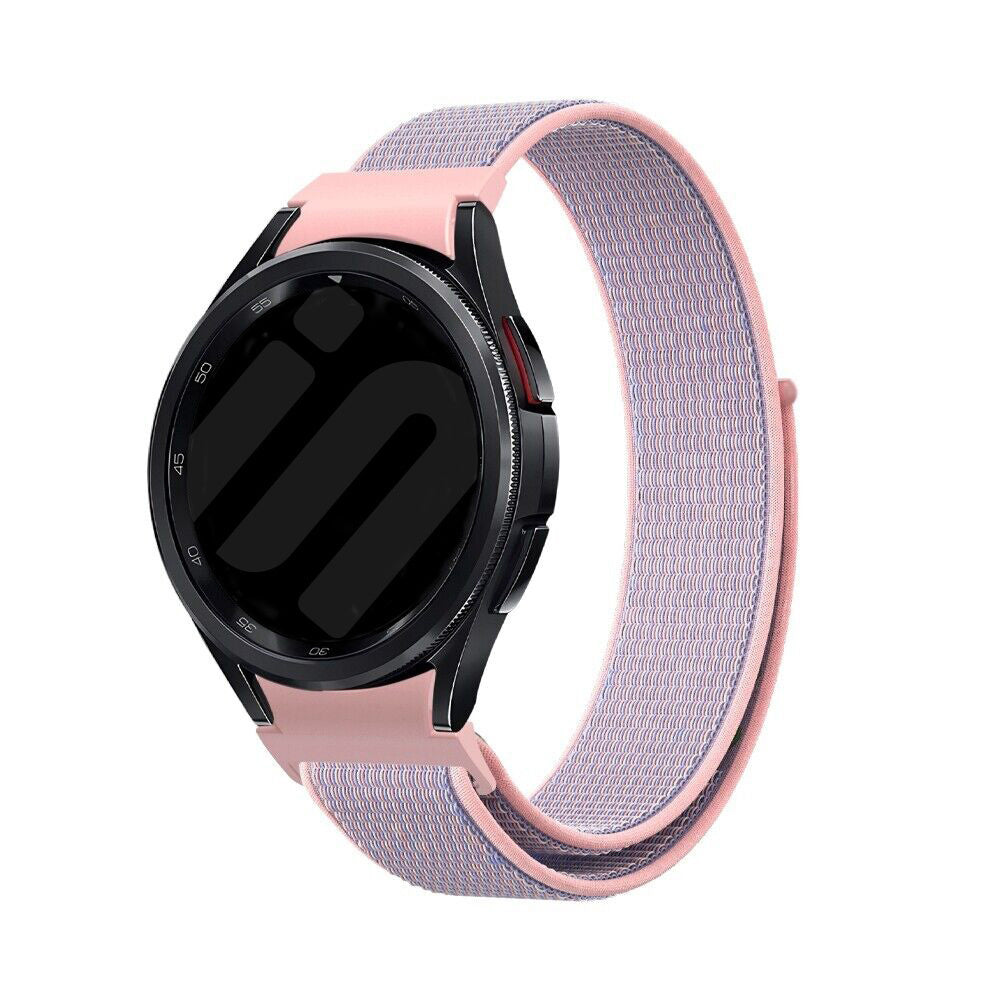 Nylon Strap 'One Push', pink, on a watch, 3/4 front view