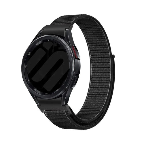 Nylon Strap 'One Push', black, on a watch, 3/4 front view