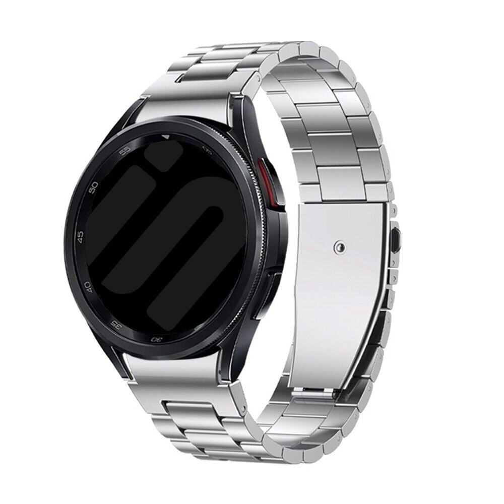 Steel Strap 'One Push', silver, on a watch, 3/4 front view